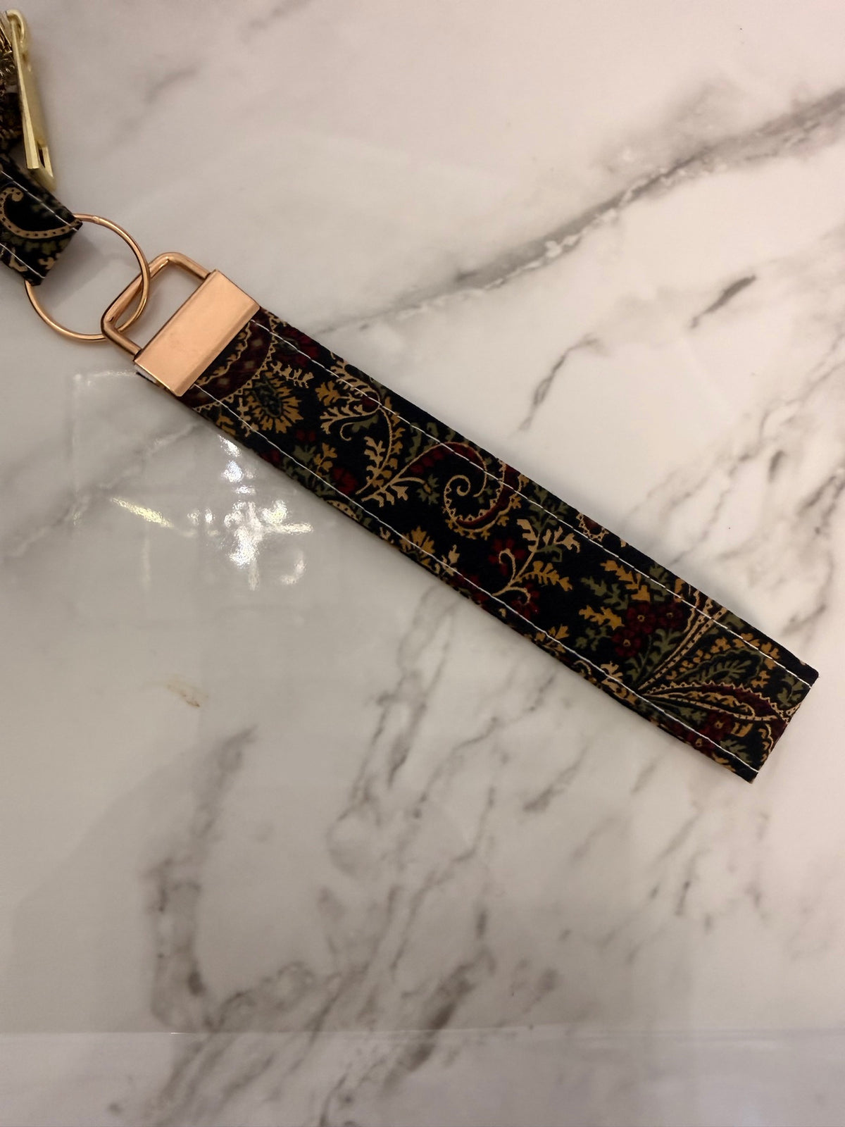 Dark Paisley Keychain Wristlet