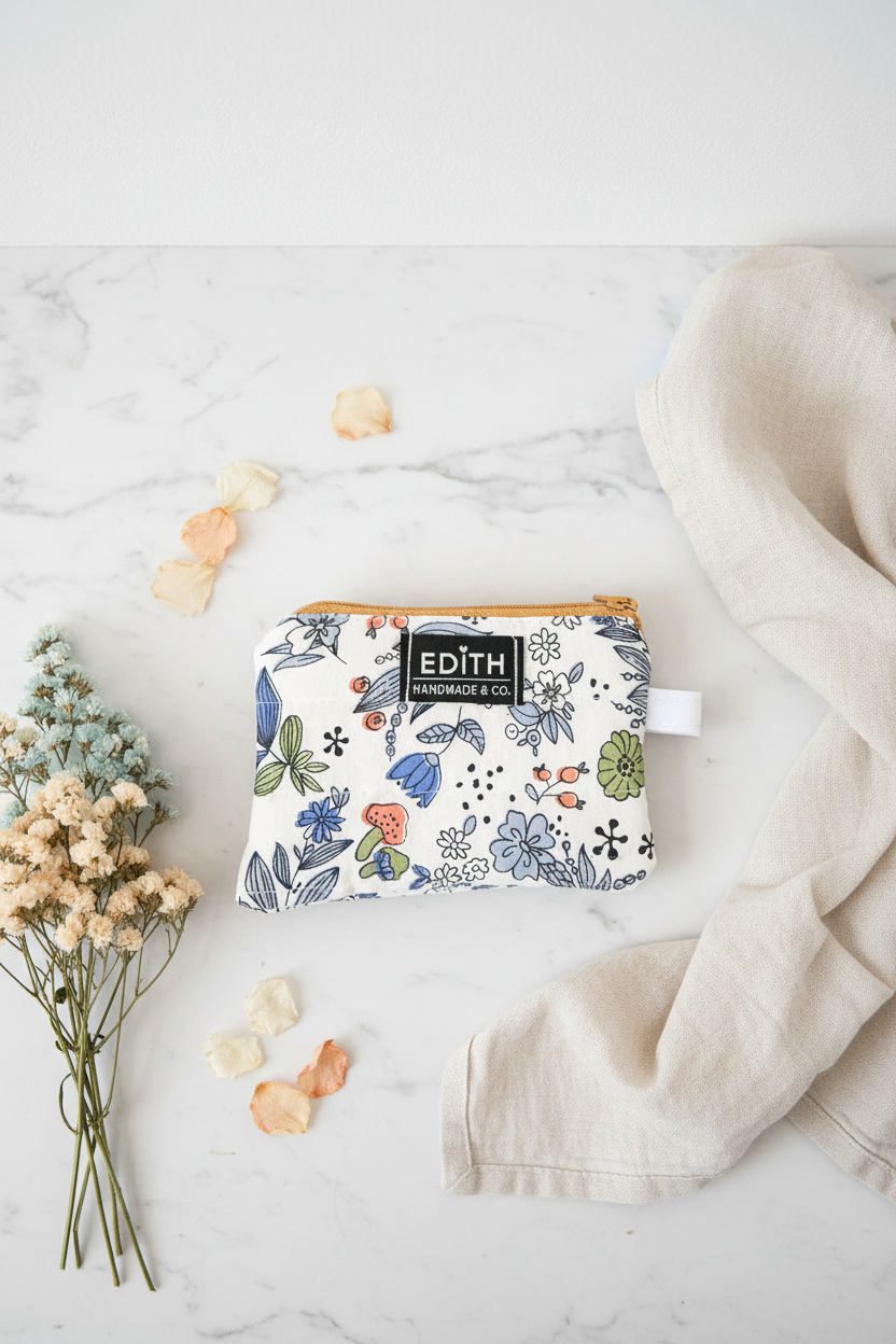 Doodle Mini zipper wallet, handmade zipper wallet