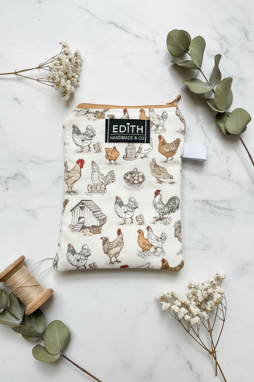 Hens Zipper wallet, handmade zipper wallet