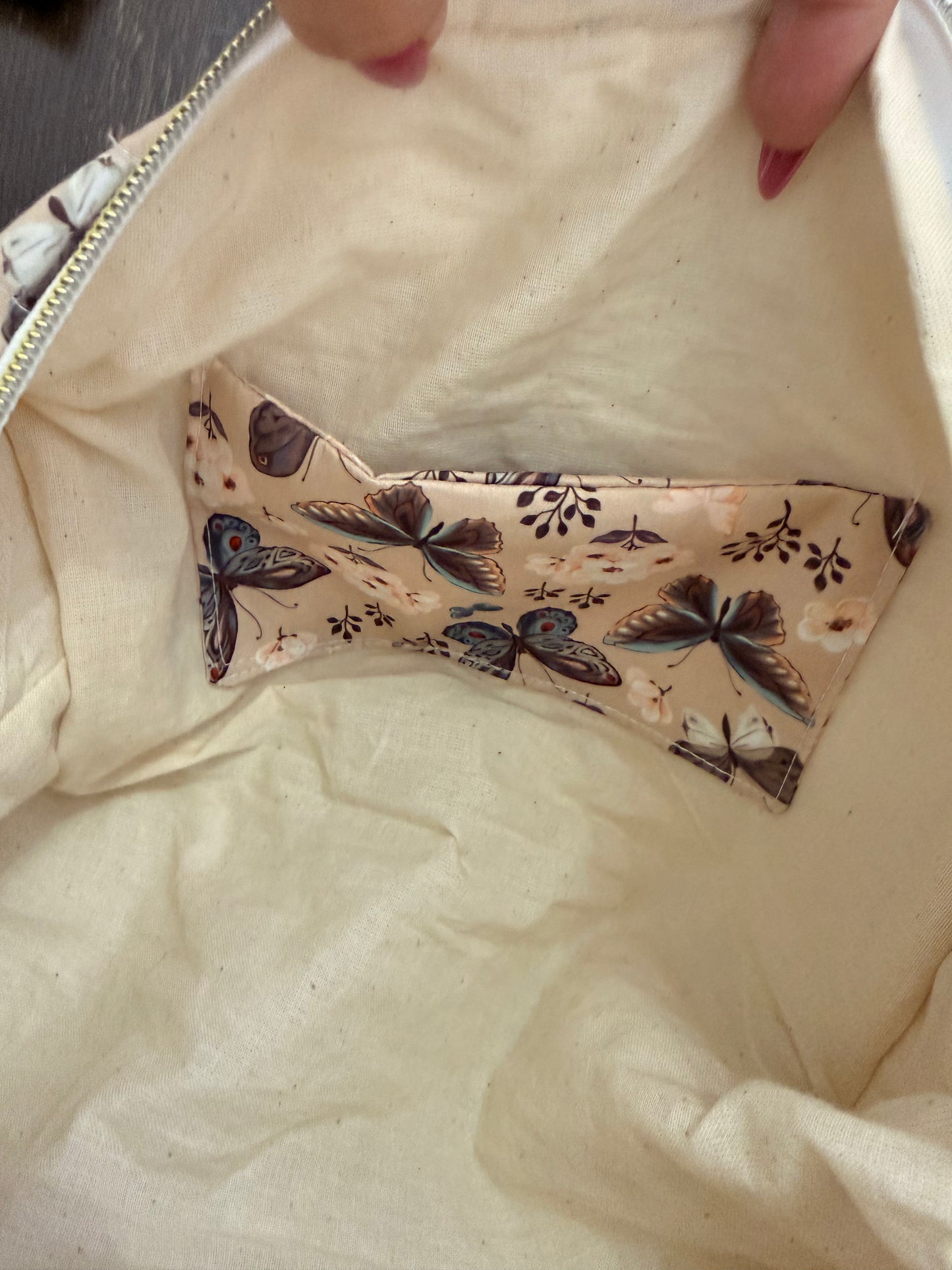 Nude Butterfly Boxy Makeup Bag