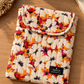 Handmade Tangerine Daisies snap-flap pouch – orange daisy floral envelope style with flap and snap closure, November limited edition