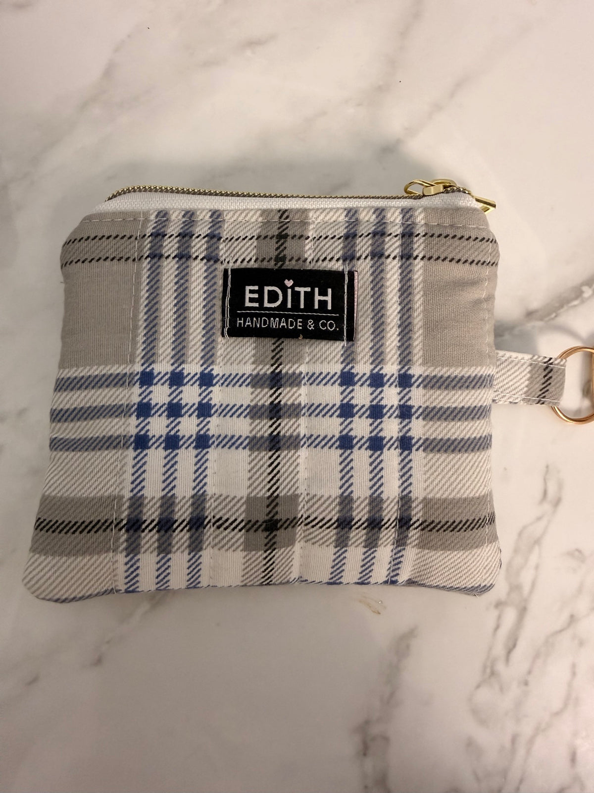 Blue Plaid Zipper Wallet