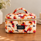 Handmade Tangerine Daisies vanity train case – orange daisy floral mini makeup trunk with top handle, November limited edition