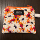 Handmade Tangerine Daisies mini zipper pouch – orange daisy floral small square pouch with wrist tab, November limited edition