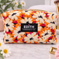 Tangerine Daisies Medium Makeup Bag, handmade makeup bag