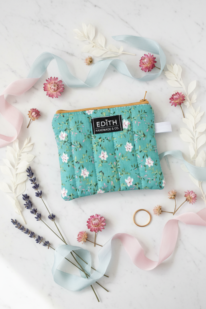 Pretty in Mint Zipper wallet, handmade zipper wallet