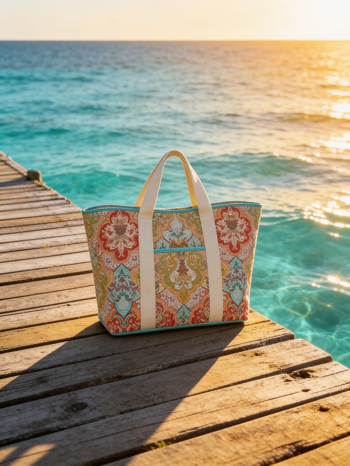 🩵🌺Coastal Paisley Tote Bag🌺🩵