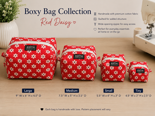 🌼 Red Daisy Boxy Bag
