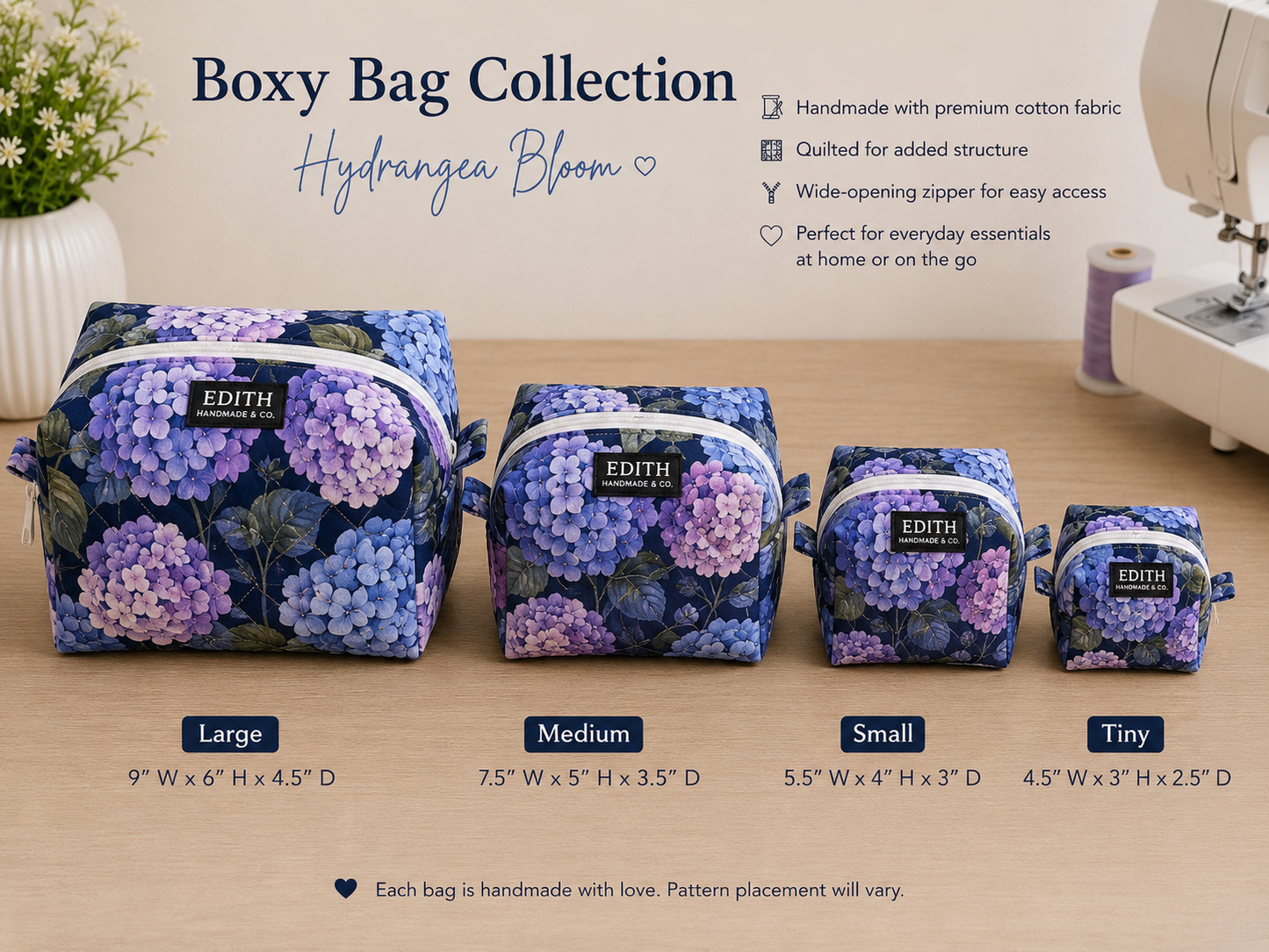 💜 Hydrangea Bloom Boxy Bag