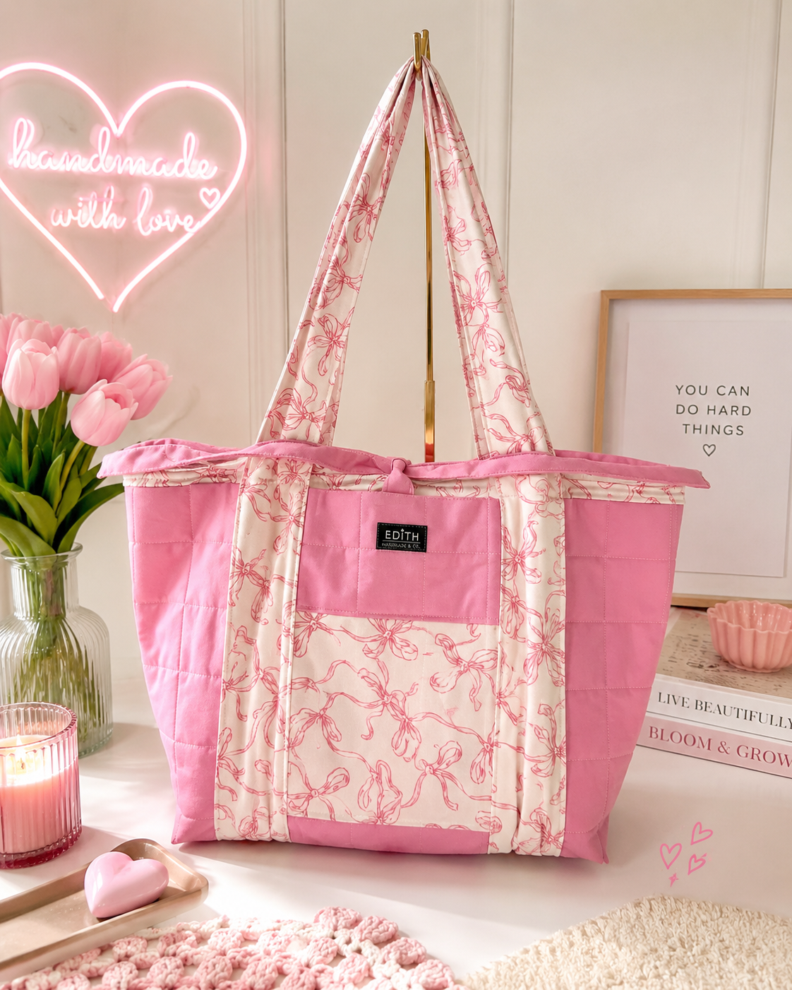 Blush Bow Everyday Tote