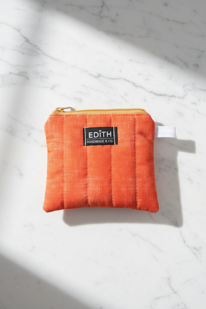 Pumpkin spice Zipper wallet, handmade zipper wallet