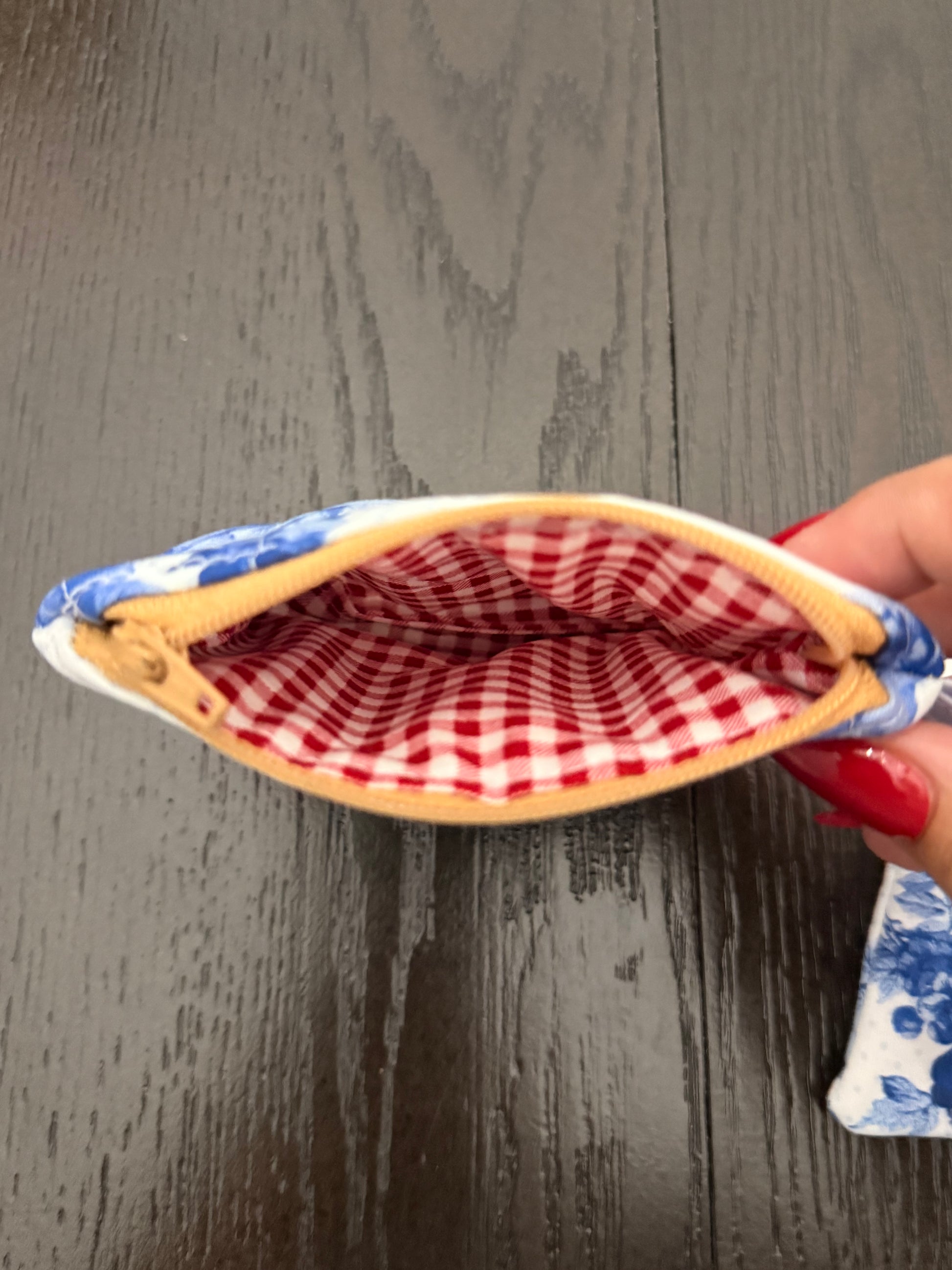 Blue porcelain Zipper wallet, handmade zipper wallet