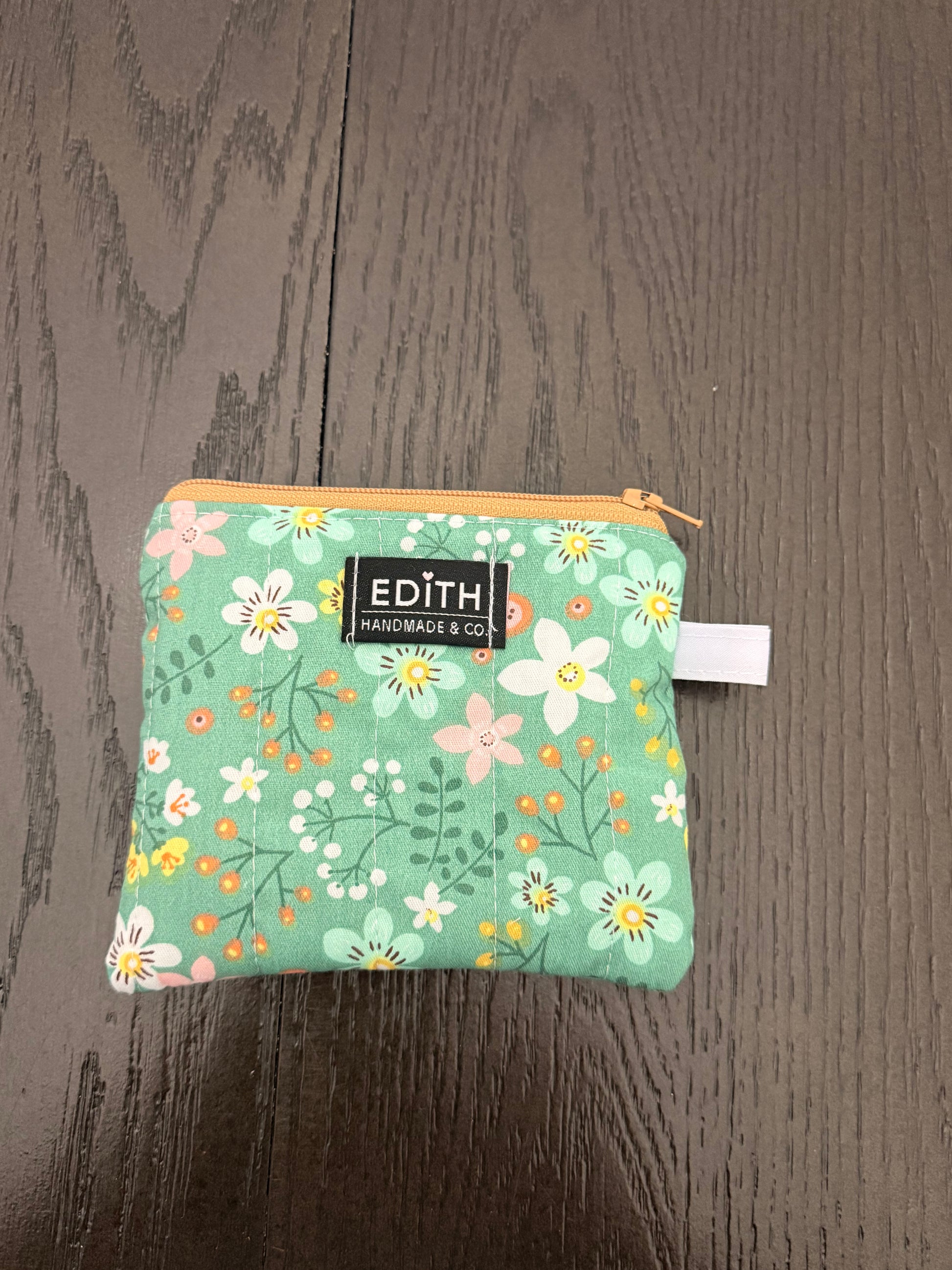 Mint bloom Zipper wallet, handmade zipper wallet