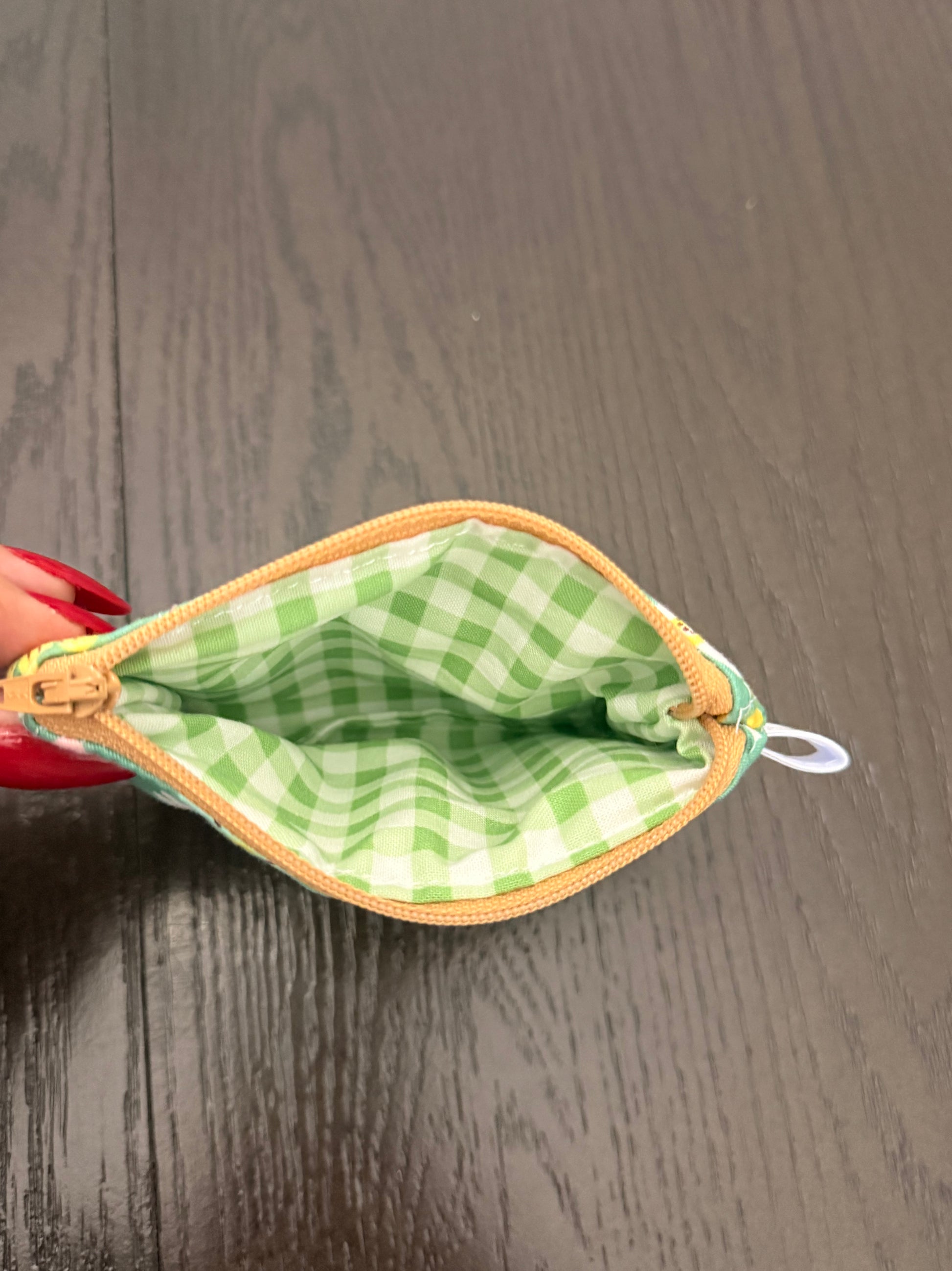Mint bloom Zipper wallet, handmade zipper wallet