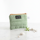 Green gingham Mini zipper wallet, handmade zipper wallet