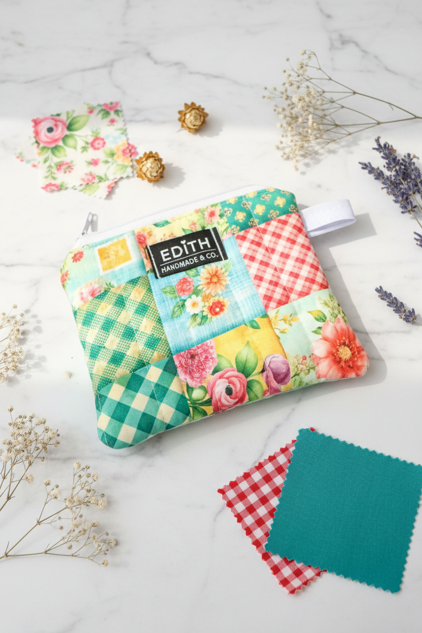 Patch work zipper Wallet, handmade zipper wallet