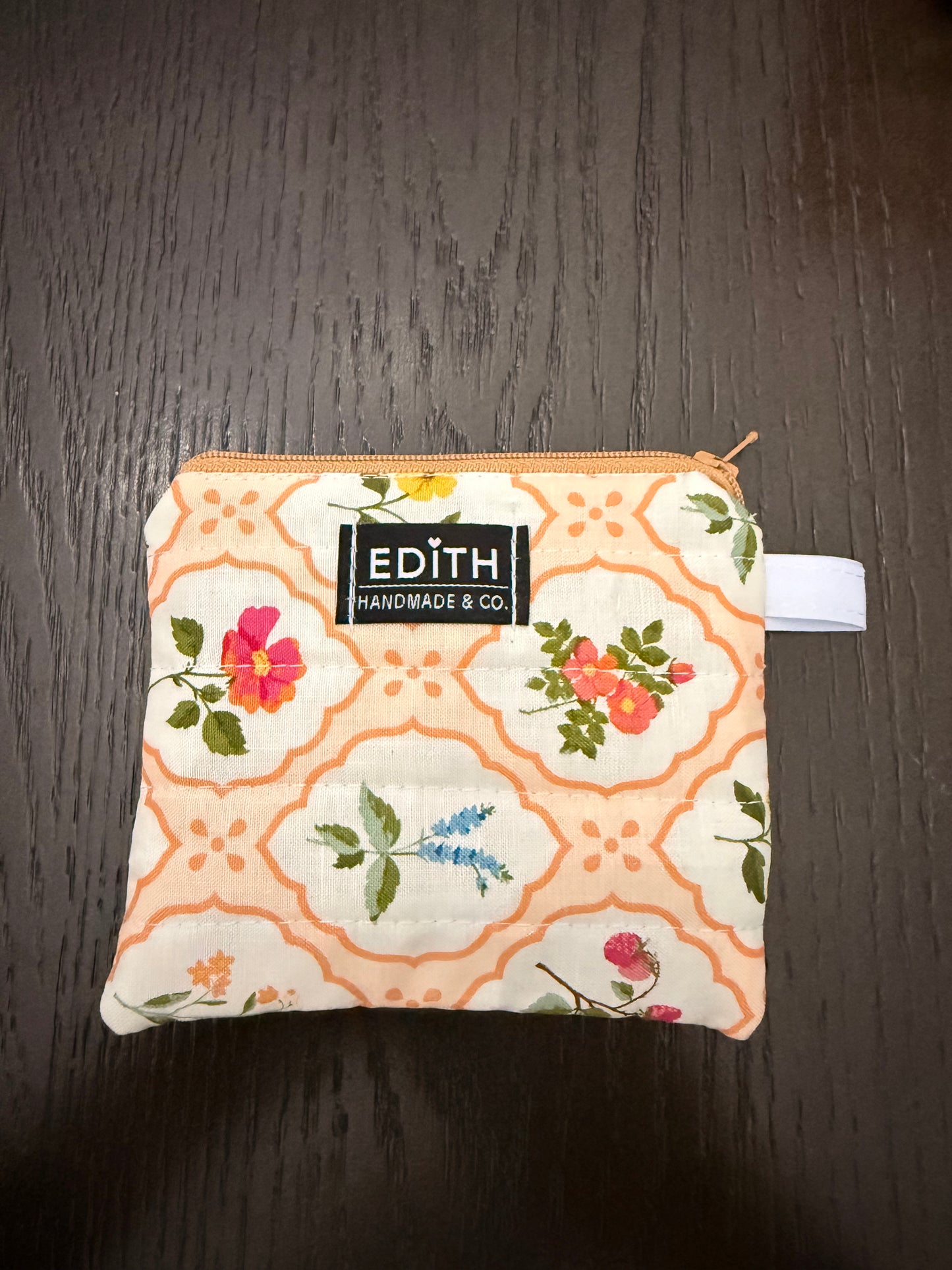 Peach blossom Zipper wallet, handmade zipper wallet
