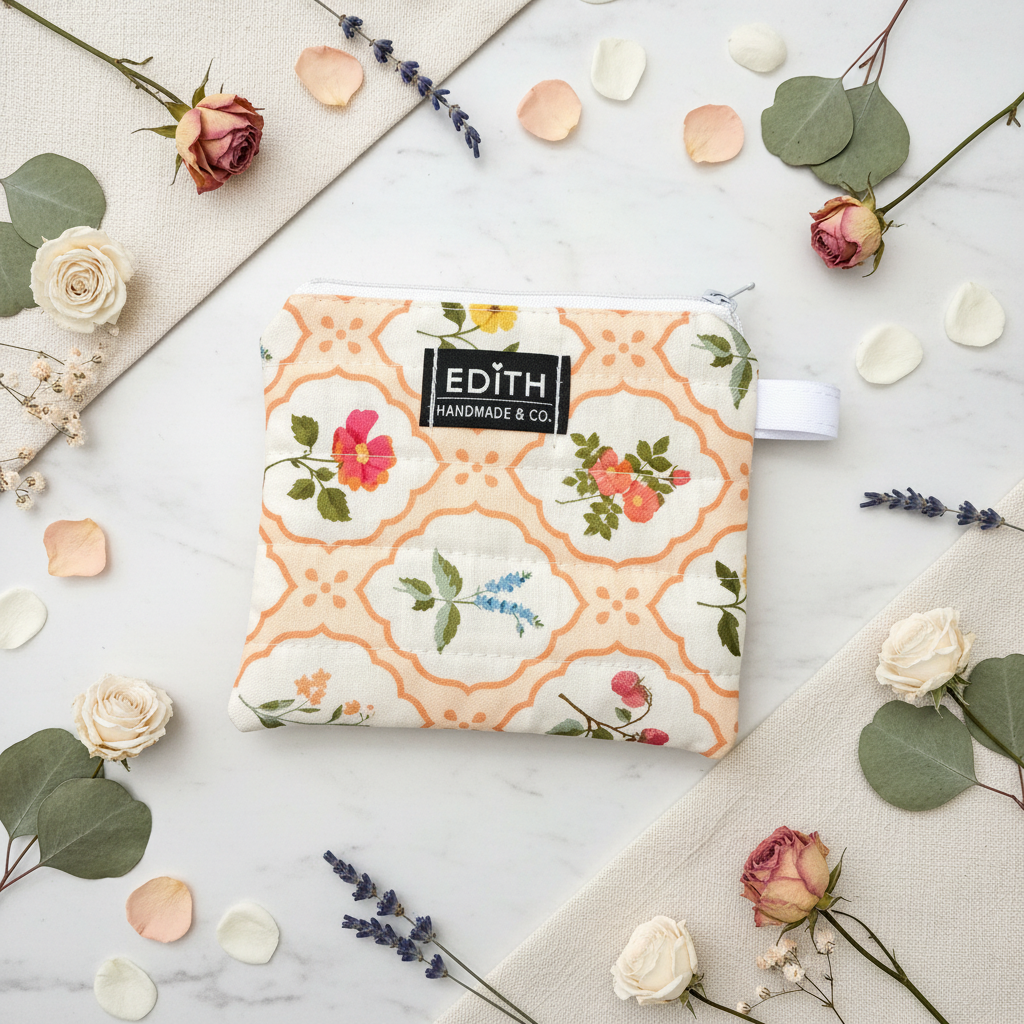 Peach blossom Zipper wallet, handmade zipper wallet