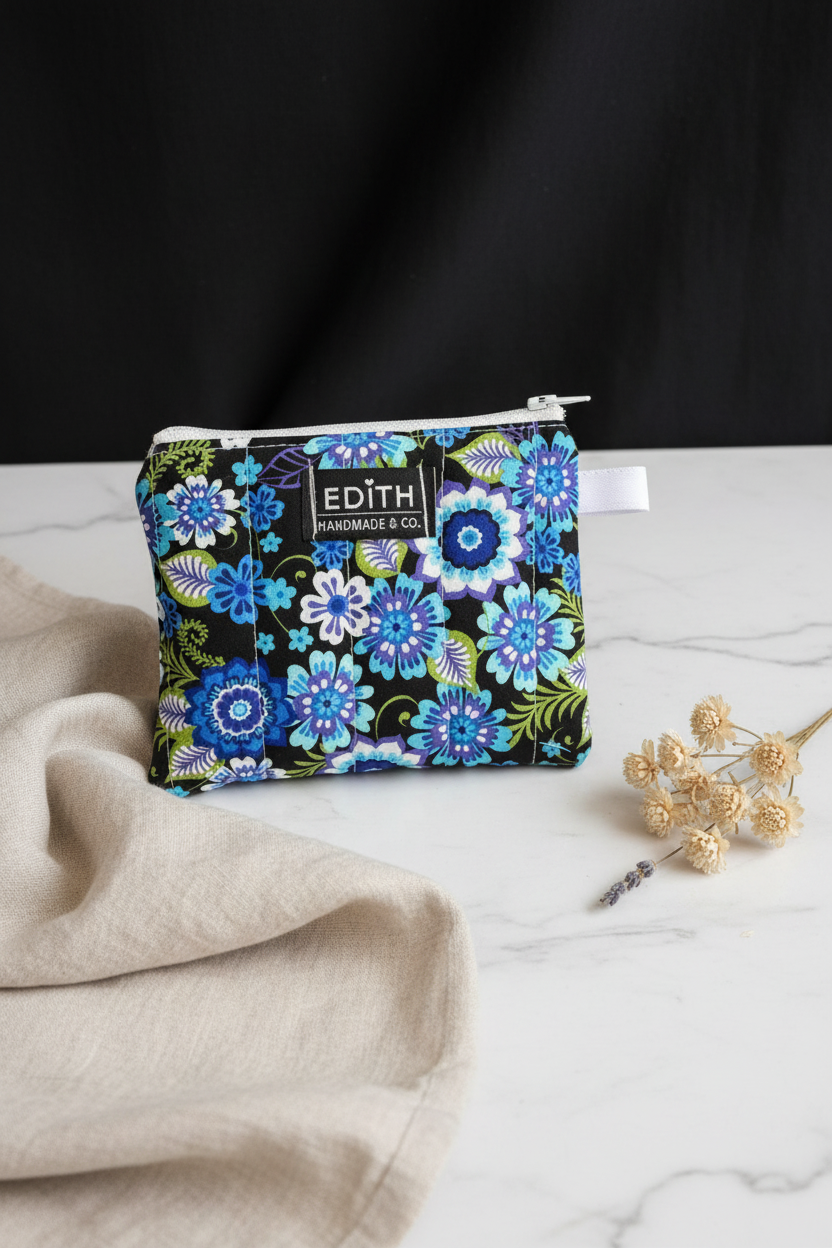 Midnight Blue Zipper wallet, handmade zipper wallet