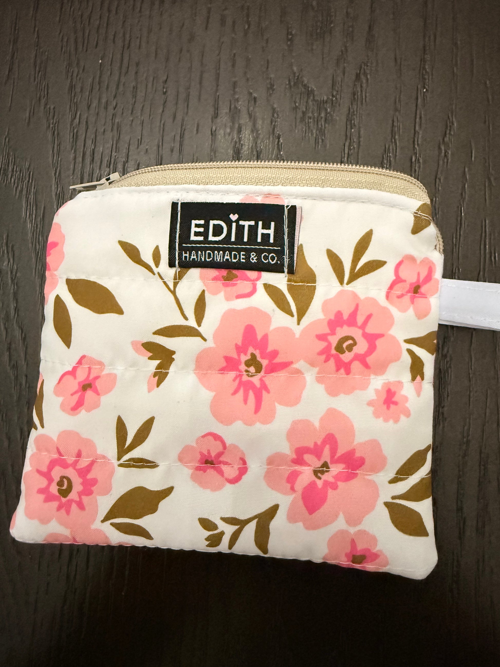 Pink garden Zipper wallet, handmade zipper wallet