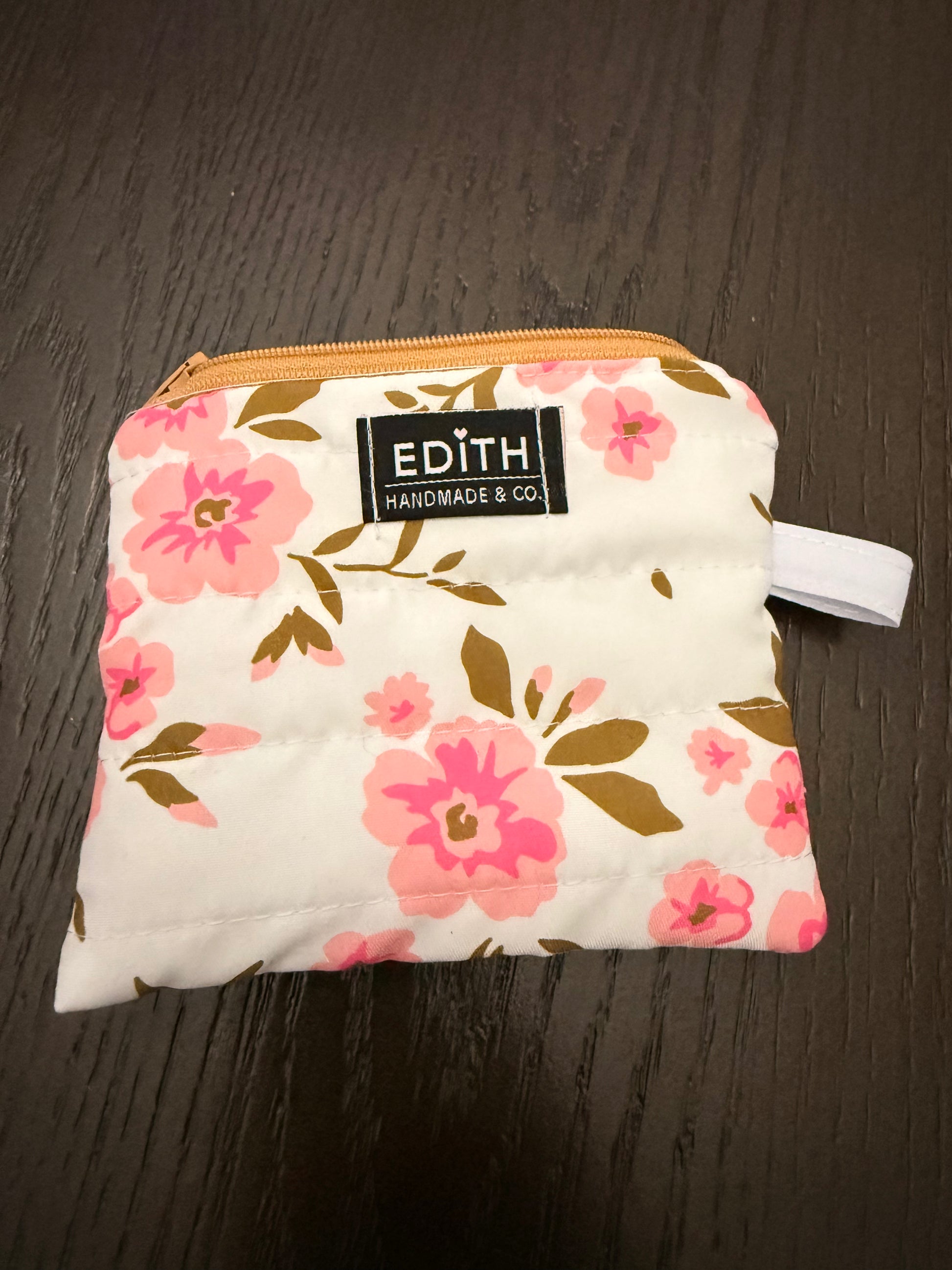 Pink garden Zipper wallet, handmade zipper wallet