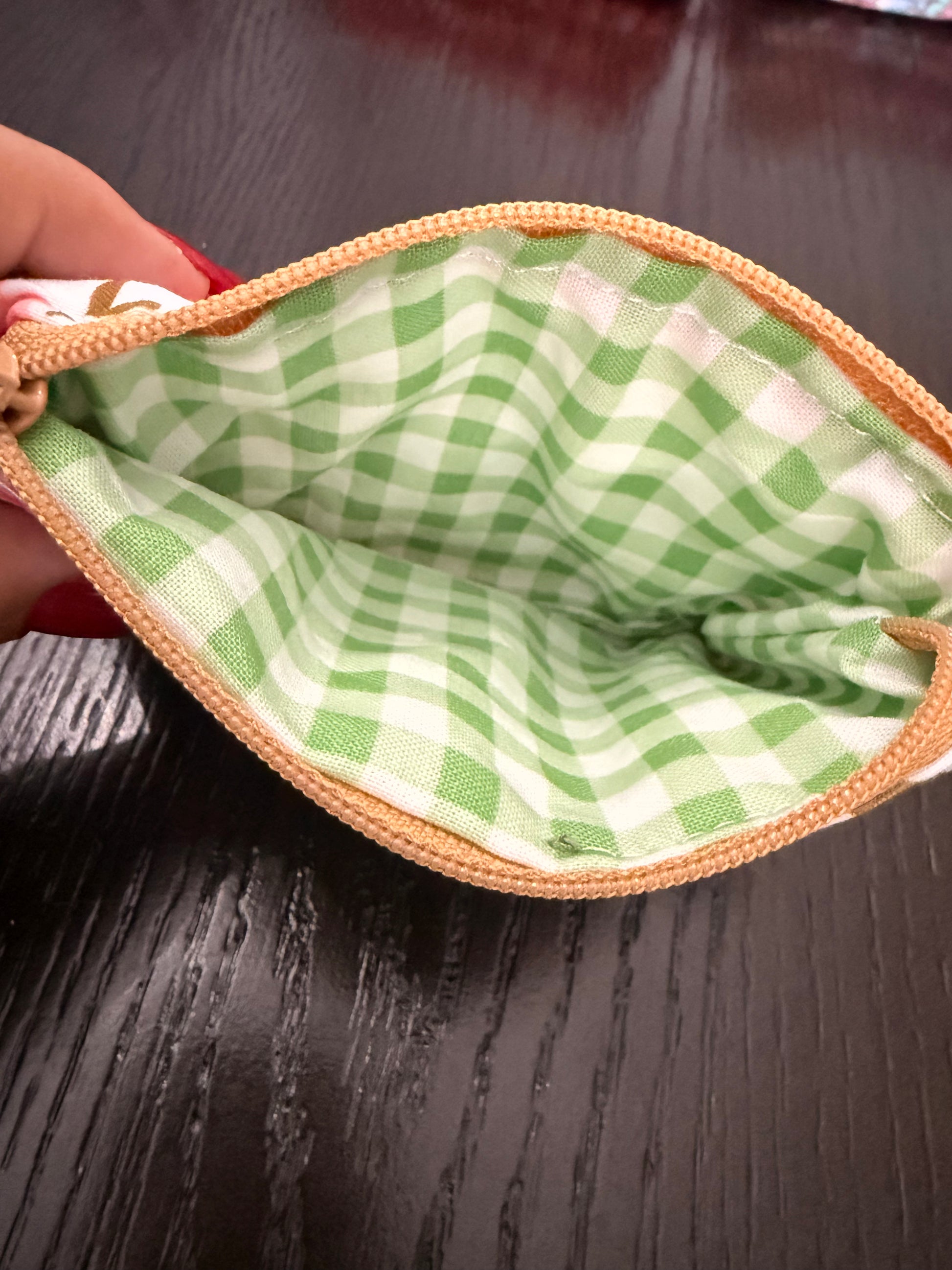 Pink garden Zipper wallet, handmade zipper wallet