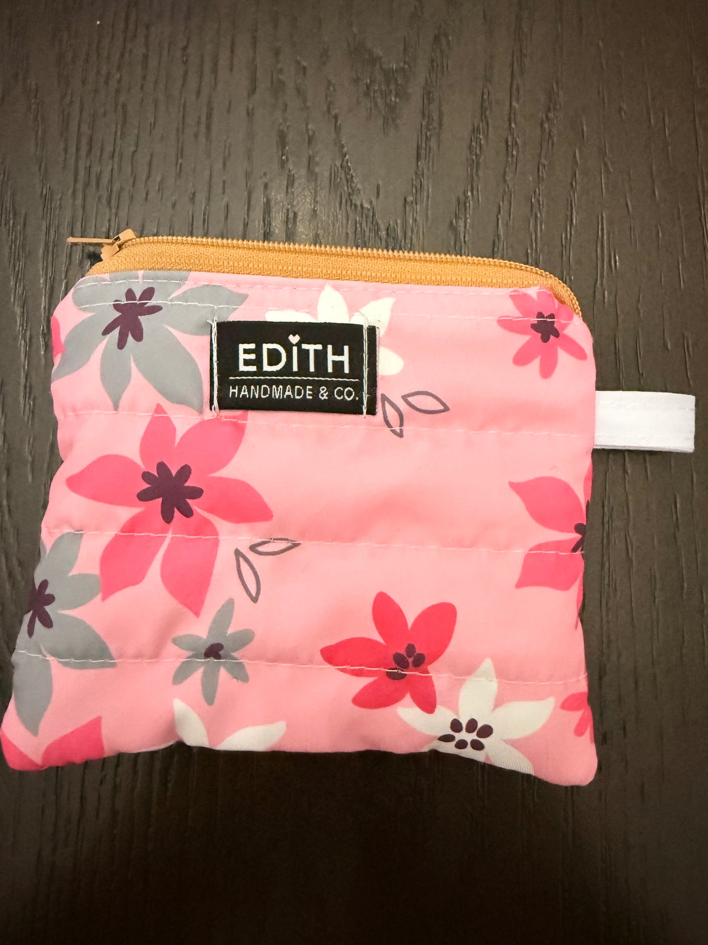 Pink petals Zipper wallet, handmade zipper wallet