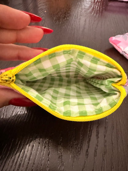 Pink petals Zipper wallet, handmade zipper wallet
