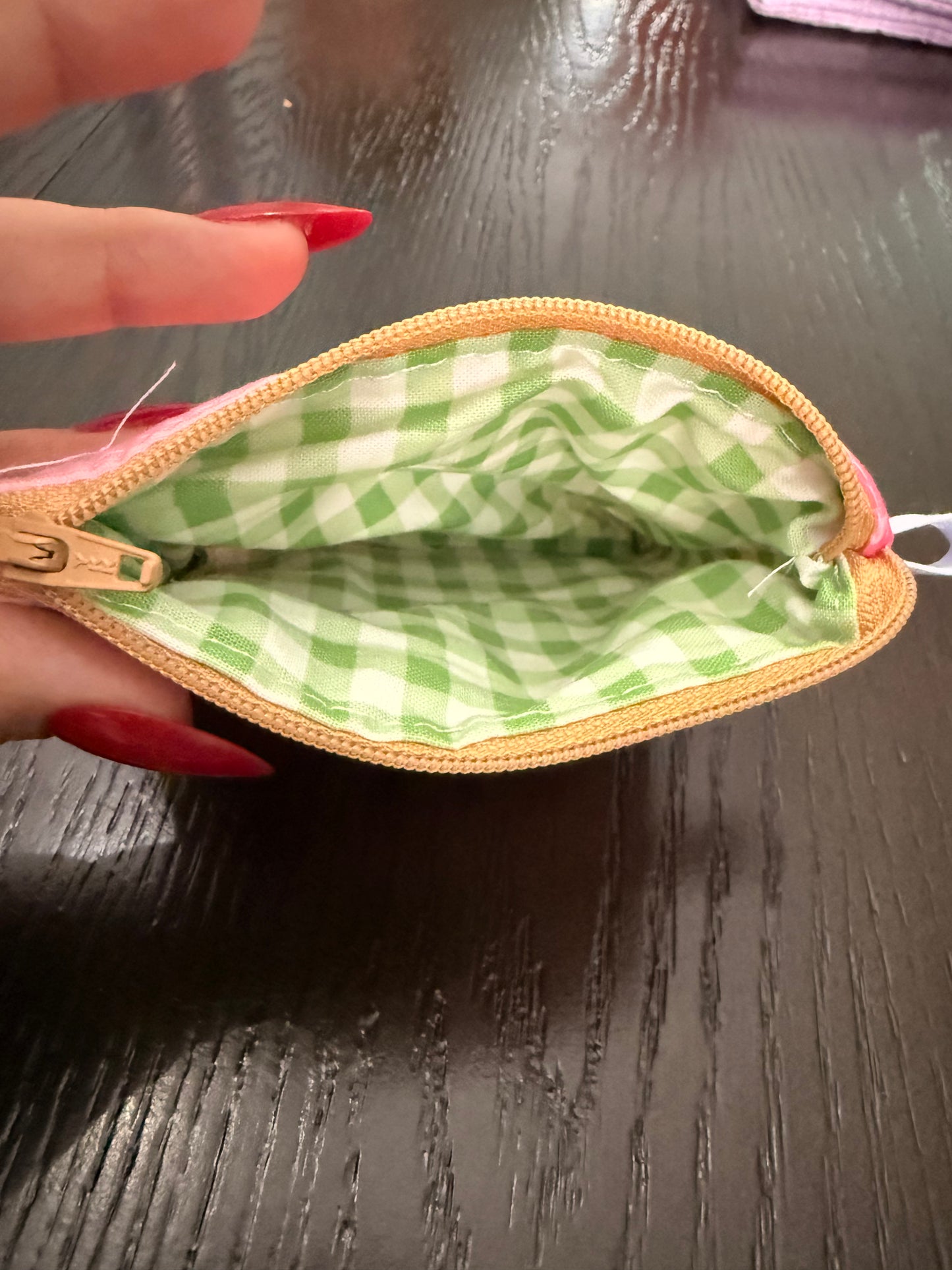 Pink petals Zipper wallet, handmade zipper wallet