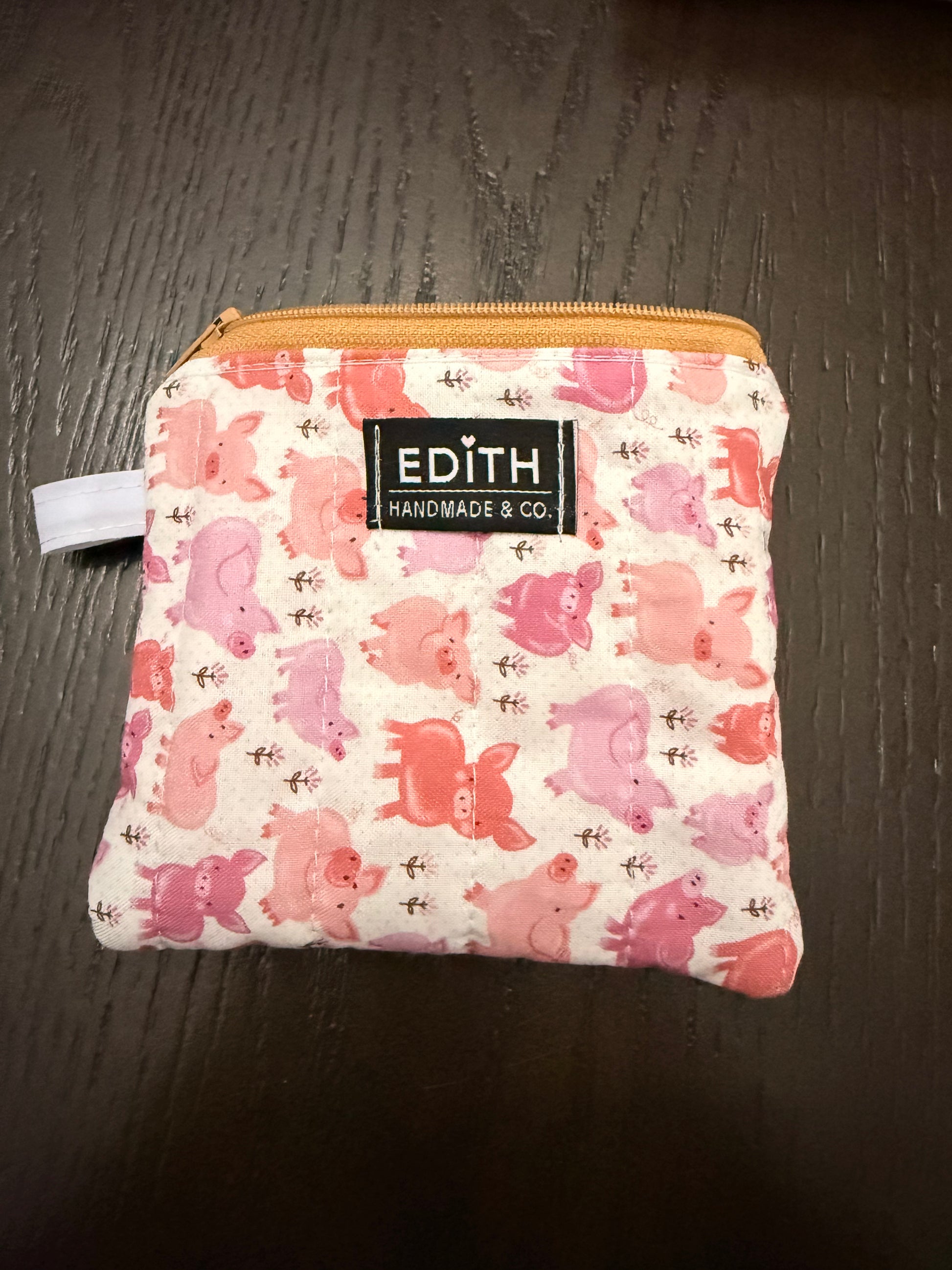 Piglet Zipper wallet, handmade zipper wallet