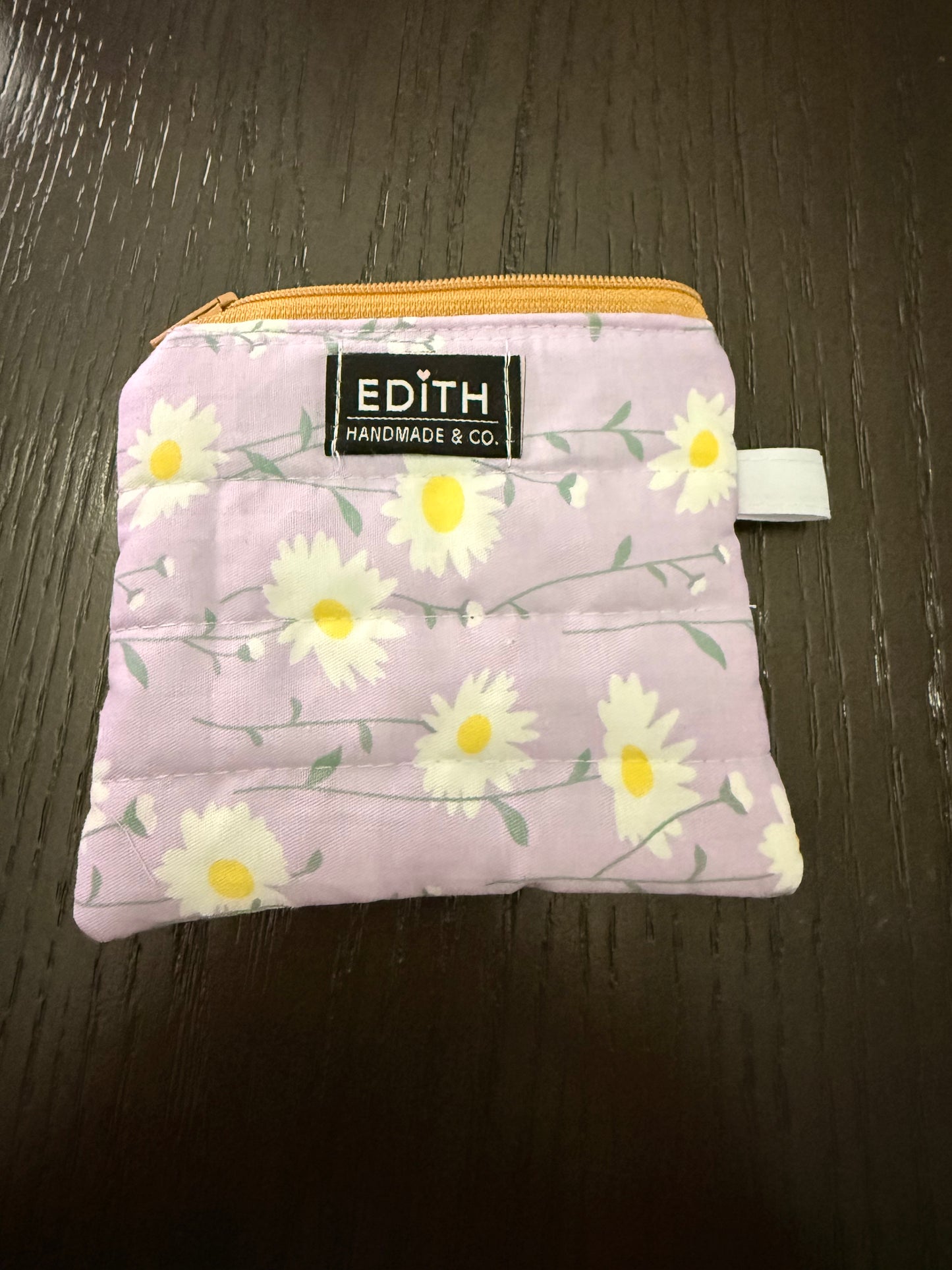 Lavender Daisy Zipper wallet, handmade zipper wallet