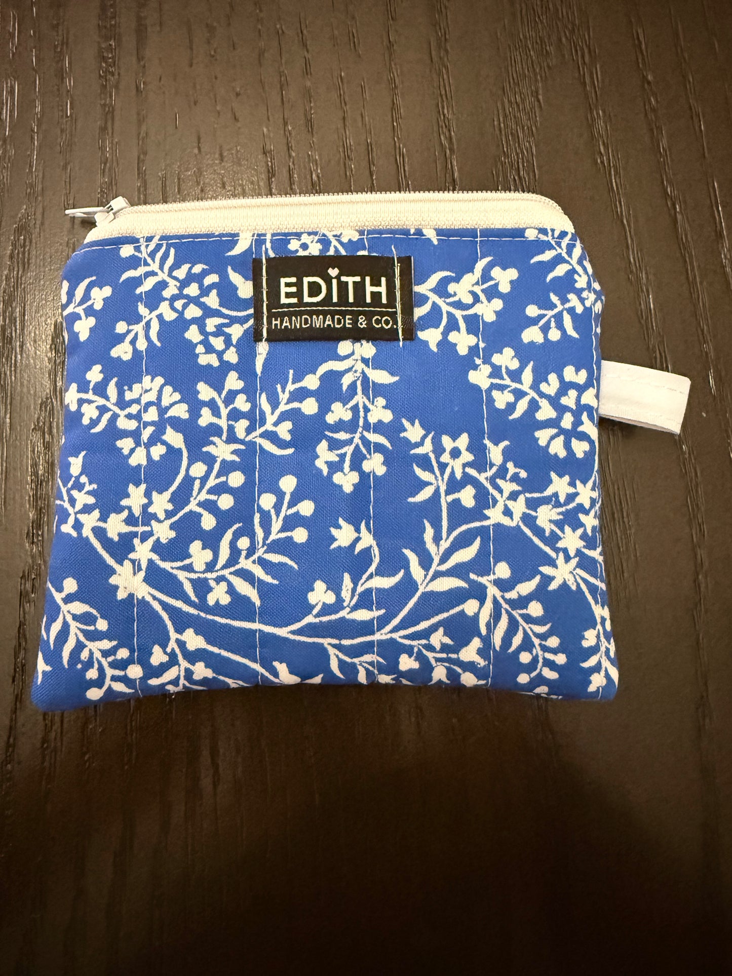 Cobalt zipper wallet, handmade zipper wallet