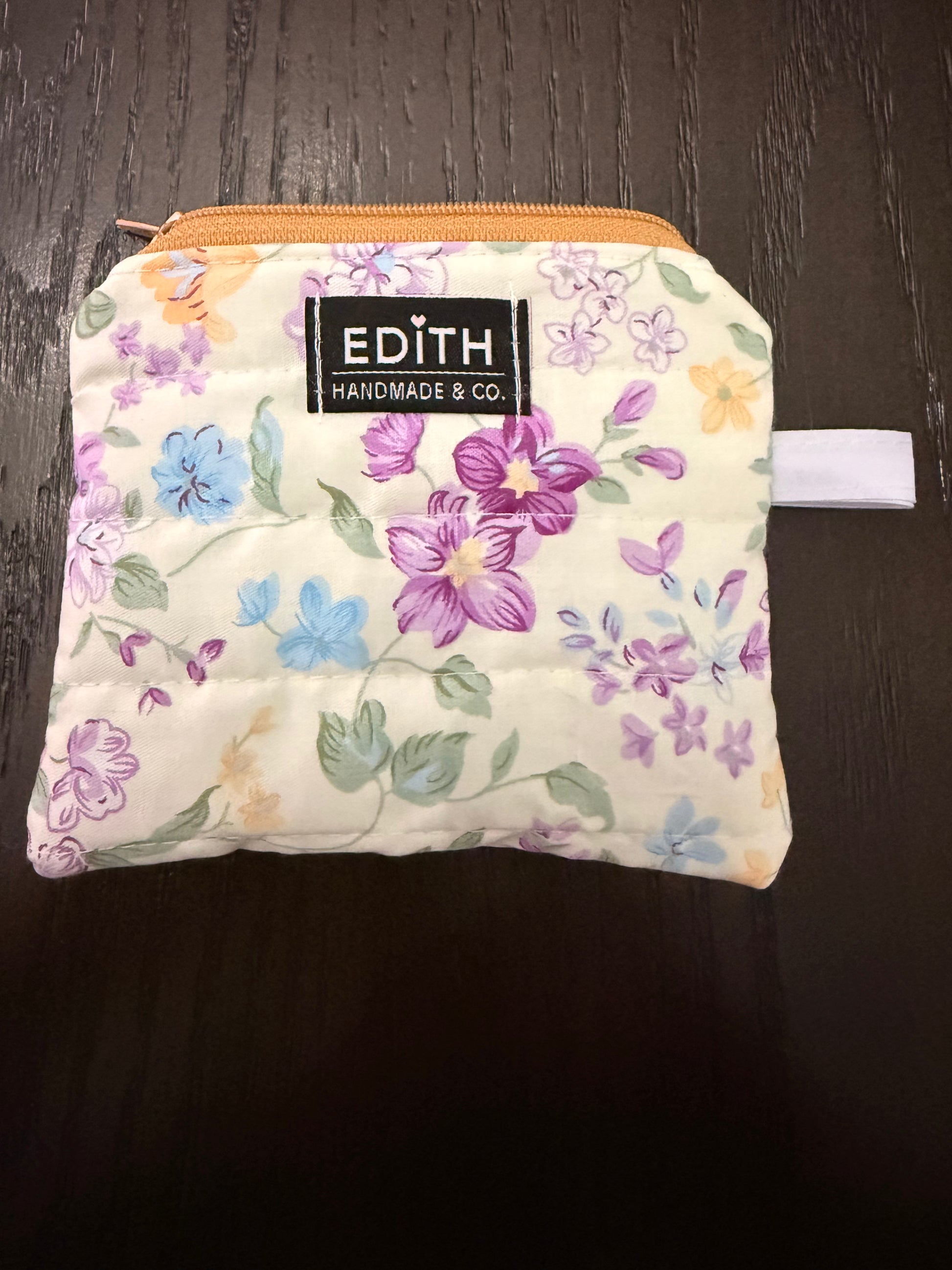 Lilac cream Zipper wallet, handmade zipper wallet