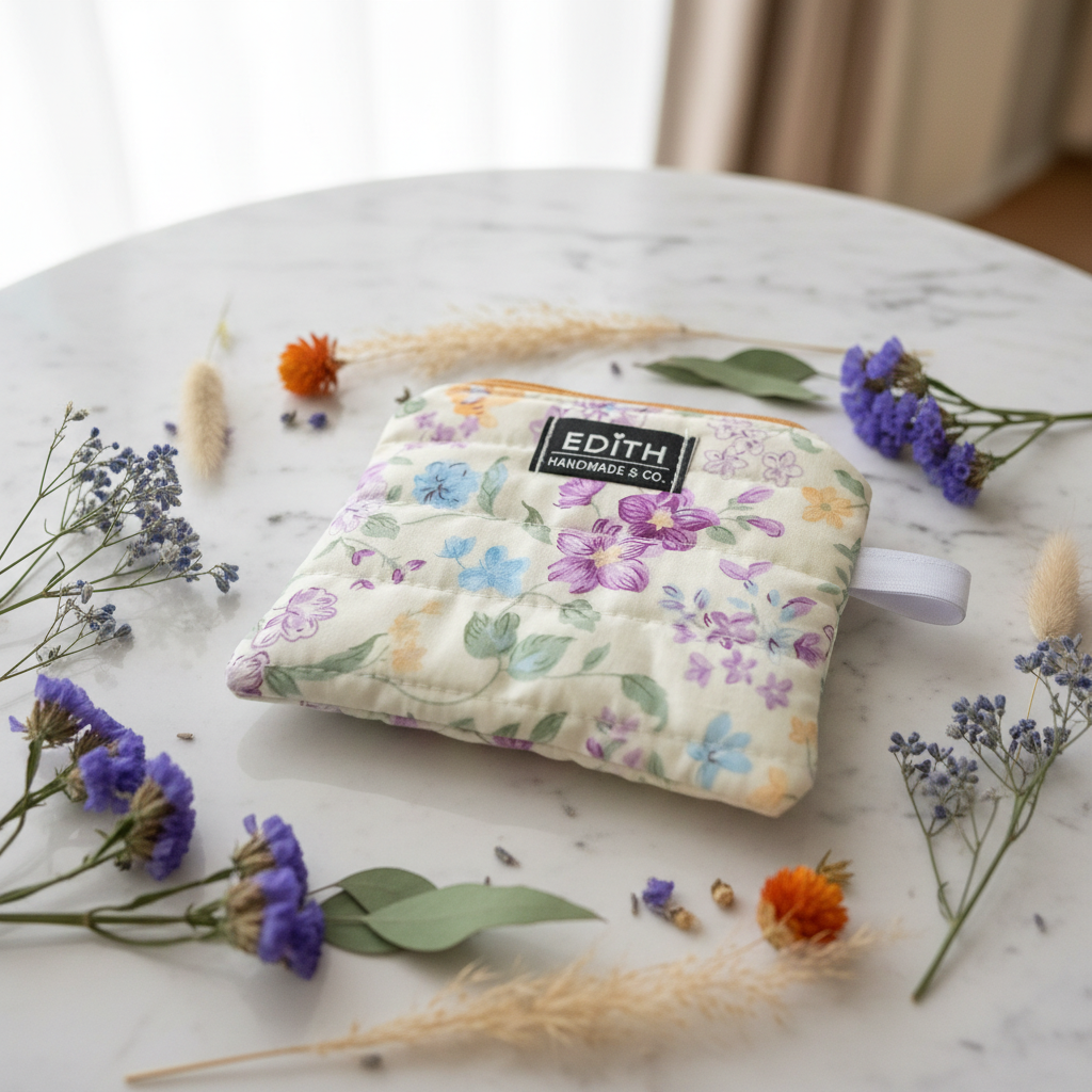 Lilac cream Zipper wallet, handmade zipper wallet