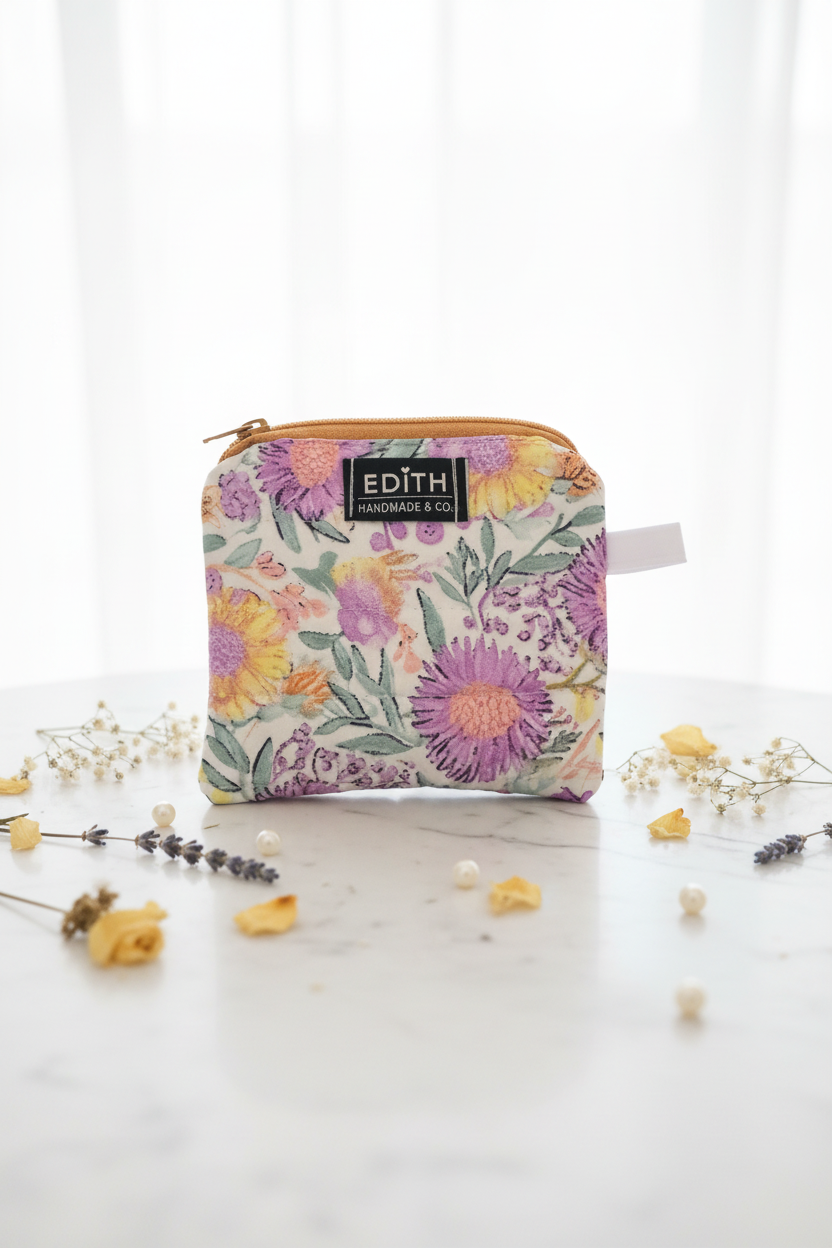 Watercolor Zipper wallet, handmade zipper wallet