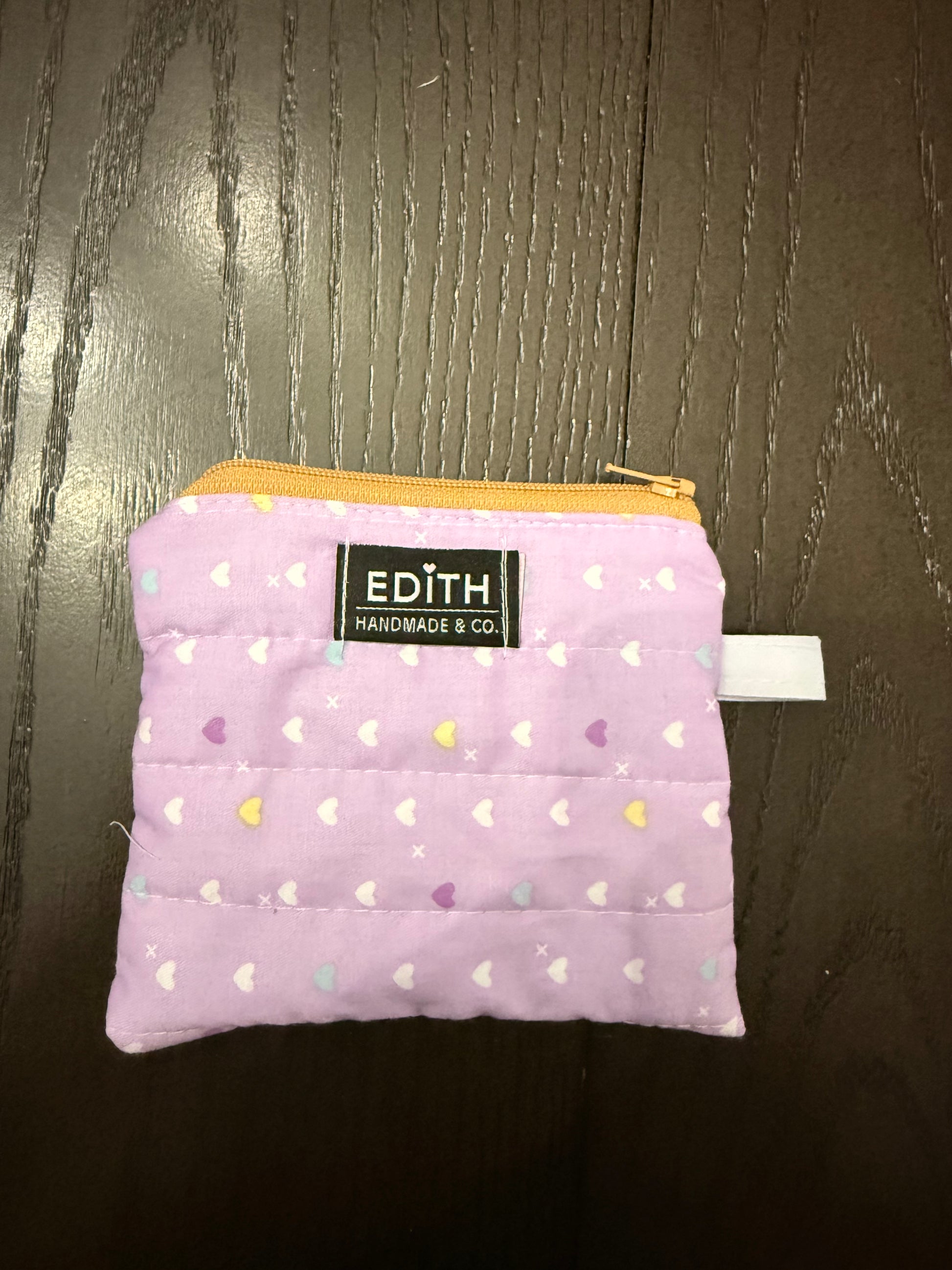 Purple Hearts Zipper wallet, handmade zipper wallet