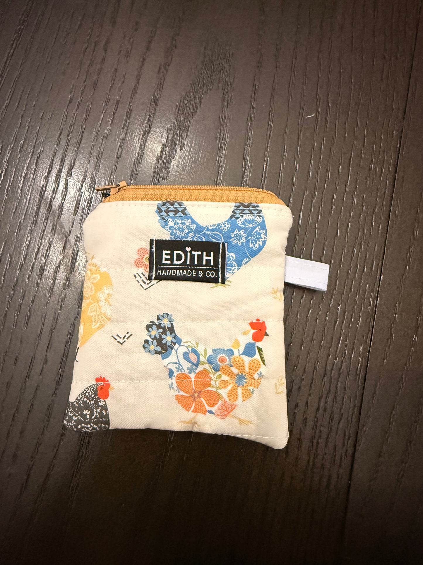Bright Hens Mini zipper wallet, handmade mini zipper wallet