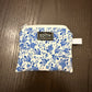 Blue botanical Zipper wallet, handmade zipper wallet