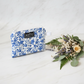 Blue botanical Zipper wallet, handmade zipper wallet