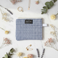 Blue gingham Zipper wallet, handmade zipper wallet