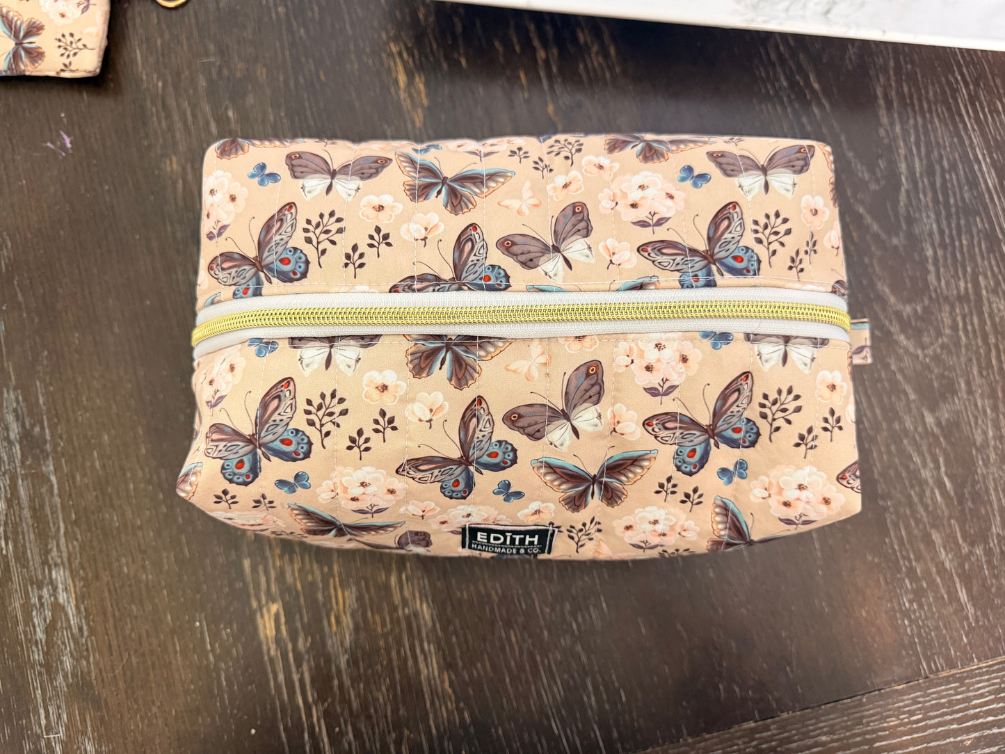 Nude Butterfly Boxy Makeup Bag