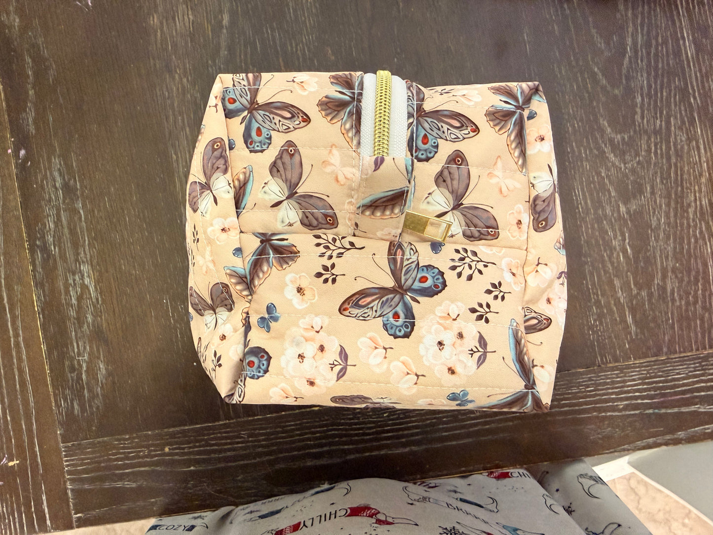 Nude Butterfly Boxy Makeup Bag