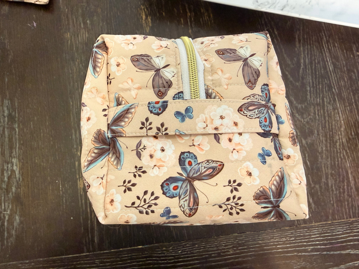 Nude Butterfly Boxy Makeup Bag