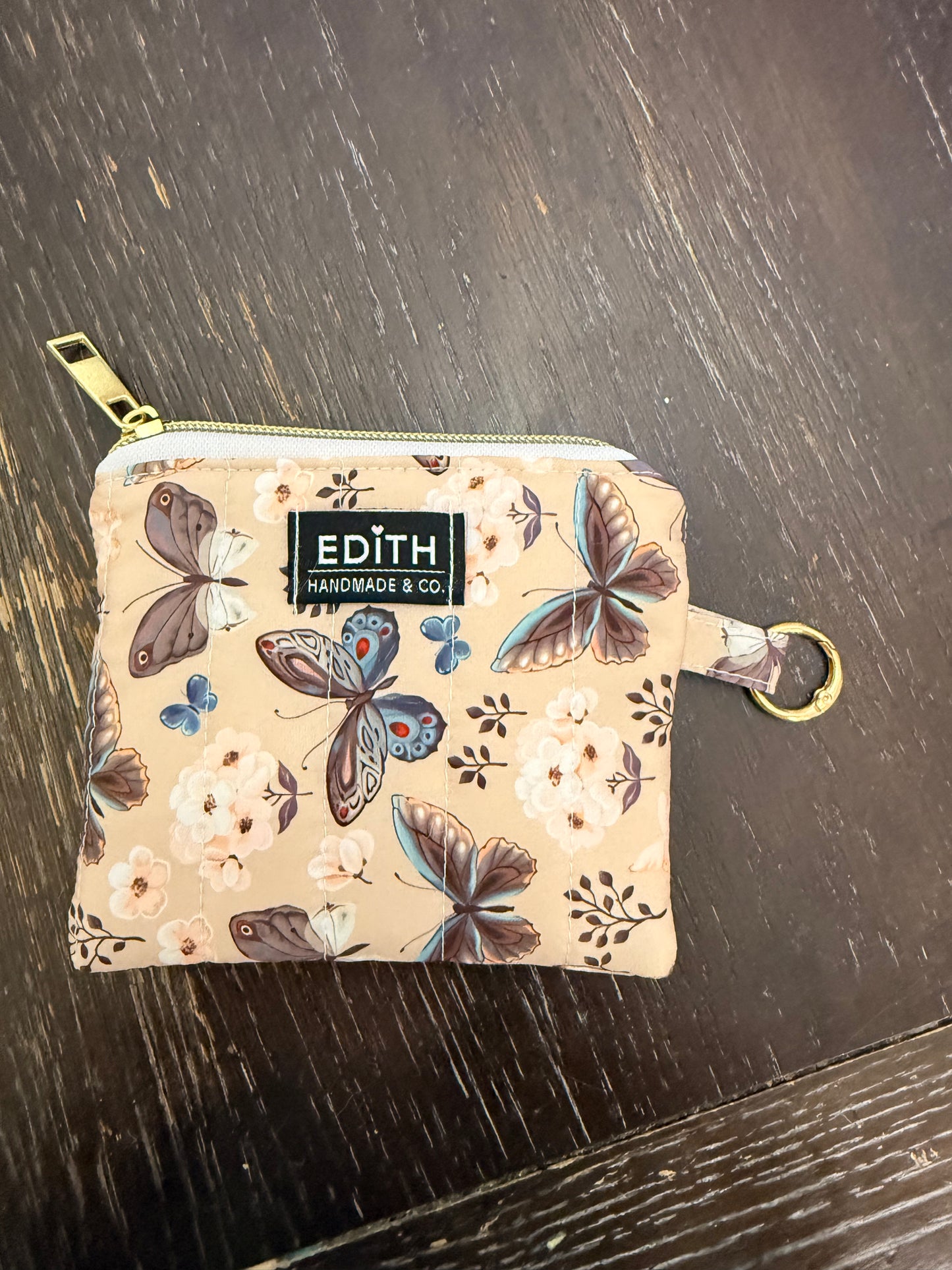 Nude Butterfly Zipper Wallet