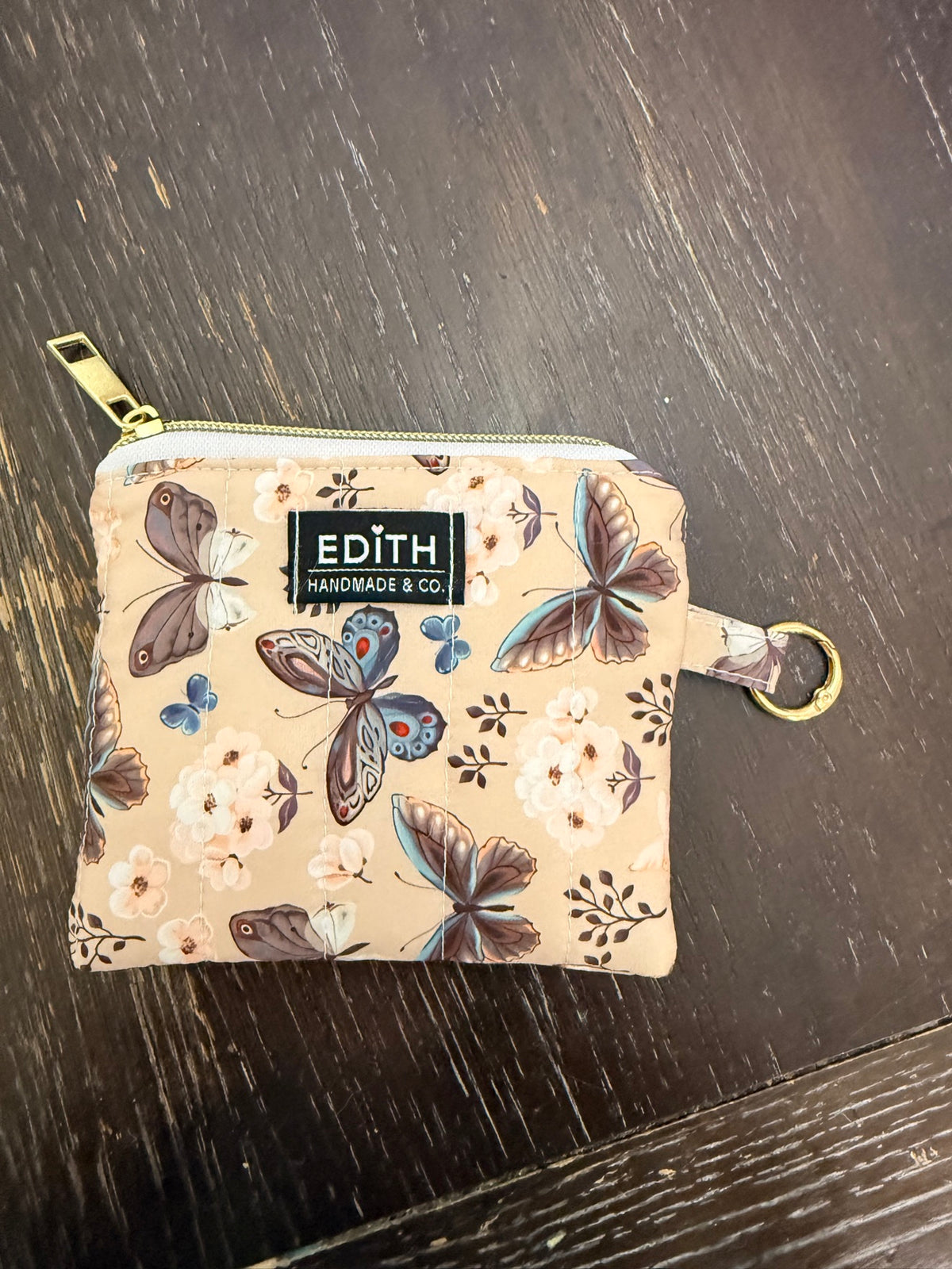 Nude Butterfly Zipper Wallet