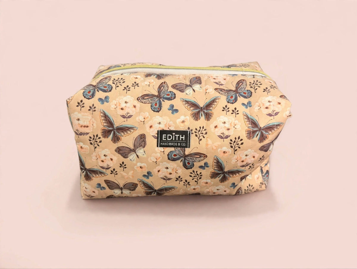 Nude Butterfly Boxy Makeup Bag